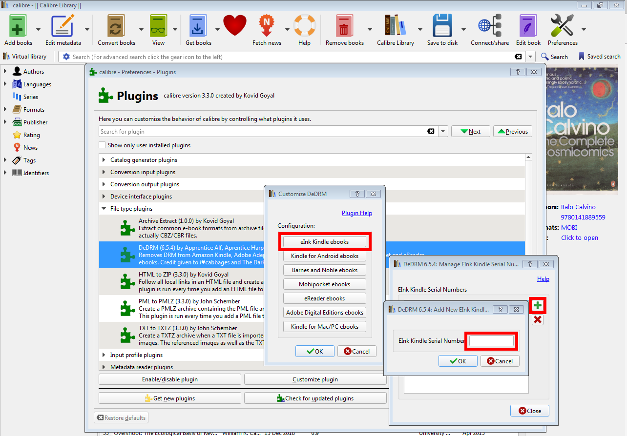 Add your Kindle serial number